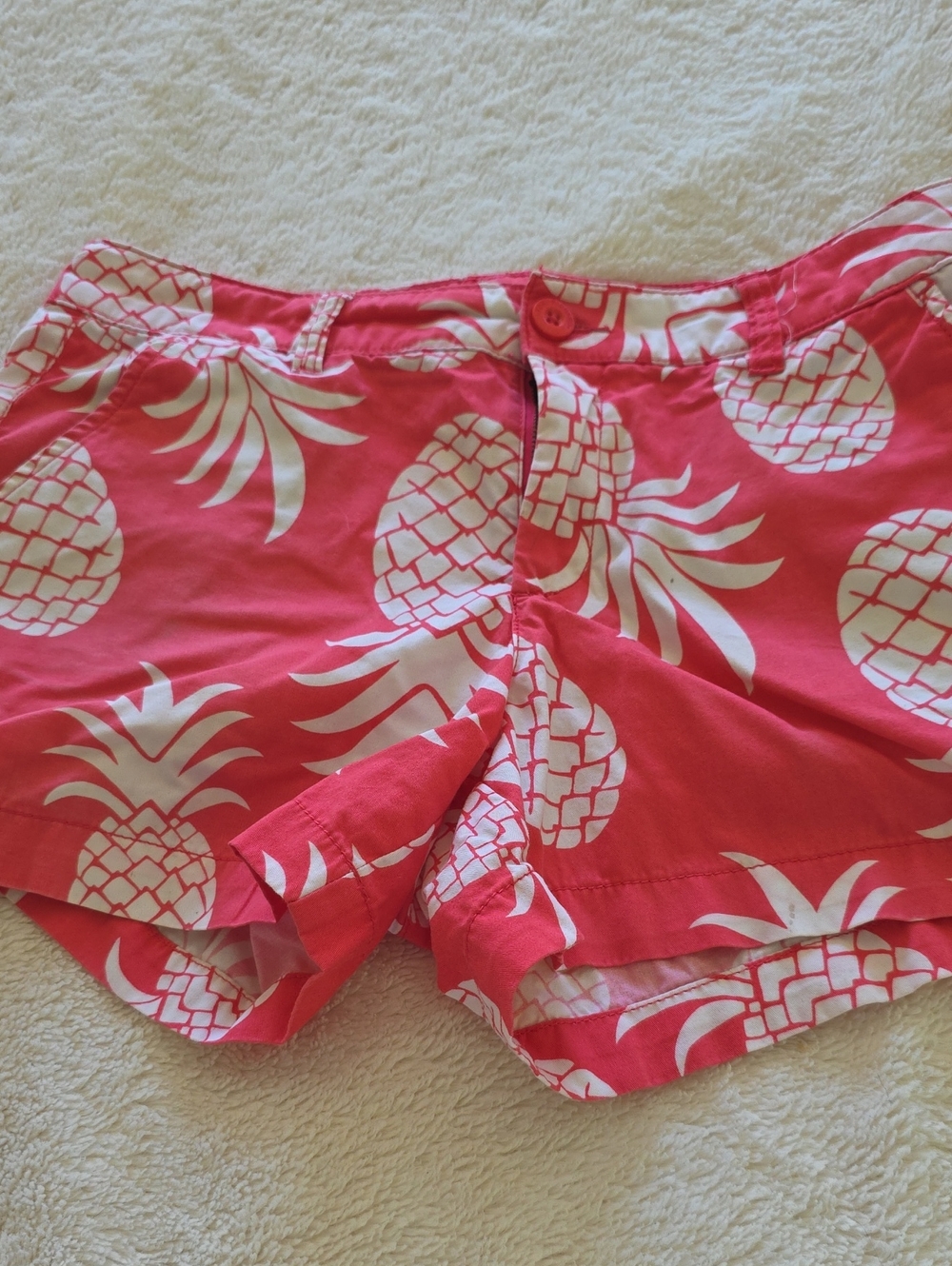Tori Richard Coral Pink Pineapple Print Bermuda Shorts